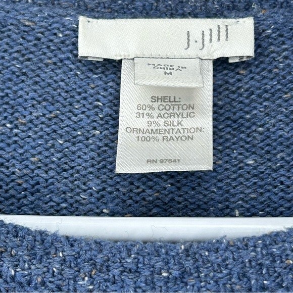 J. Jill blue silk blend knit pullover sweater with side stripe panel size medium - Picture 5 of 5